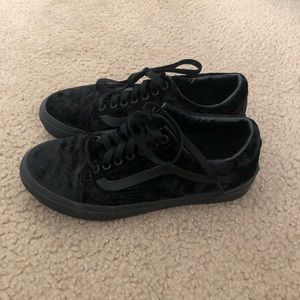 Black velvet vans. Size 8 women’s